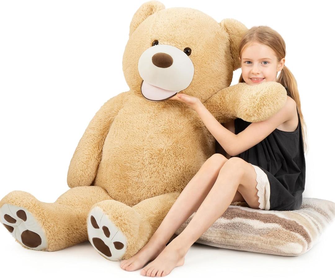 MorisMos Smiling Giant Teddy Bear 4 Feet, Soft Large Big Teddy Bear Stuffed Animals Plush 47 Inch Gifts for Kids, Girlfriend, Baby Shower, Birthday, Brown
