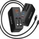 4 in 1 Retractable Wall Charger with Dual Cables,40W Retractable Phone Charger Wall Plug with Dual USB Ports,20W USB C Chargers Block Fast Charging for iPhone 17 16 15 14 13,LG, Galaxy S24 23,Pixel