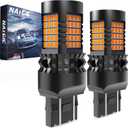 Amber 7443 W21/5W LED Bulbs Yellow Canbus Error Free Turn Signal Lights T20 Led Built-in Resistor No Hyper Flash No Errors For Blinker Light Indicator Light Side Marker Light Bulb(2 PCS)