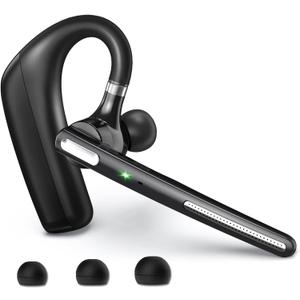 Kendir Bluetooth Headset V5.4, Wireless Bluetooth Earpiece with CVC8.0 Dual Mic Noise Cancelling 110 Hours Talktime for Cell Phone/iPhone and Android Headphones for Trucker/Driver/Business