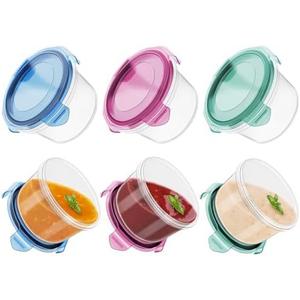 Freshmage Salad Dressing Container to Go, [6 Pack] 2.7 oz Small Condiment Containers with Leakproof Lids for On-the-Go Meals, Reusable Sauce Containers BPA-Free