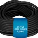 Natural Latex Rubber Tubing 1/4" (6mm) ID x 3/8" (9mm) OD Surgical Tubing Slingshot Bands Fitness Hose Tube (Black 10FT 50FT) (Black, 10FT)