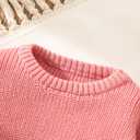 PATPAT Baby Girls Boys Newborn Sweater Crewneck Pull Over Knit Solid Long Sleeve Fall Winter Clothes (3T, Pink)