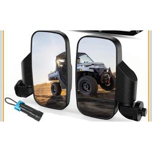 UTV Ranger Rear Side Mirrors Set Compatible With 2015-2024 Polaris Ranger 500 570 900 1000 XP Crew, Pro-Fit Profiled Tube