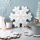 Nuanchu Set of 4 White Snowflake Cork Placemats Winter Christmas Table Decorations Indoor Xmas Theme Silver Snowflake Table Placemats for Party Kitchen Holiday Dining