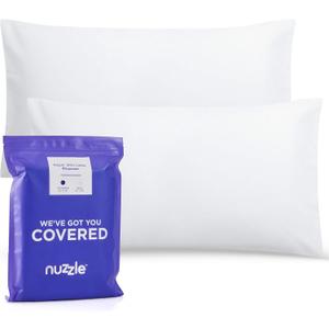 Nuzzle Pillow Cases Standard Size, 100% Cotton Pillowcases with Envelope Closure, White Pillow Covers 20 x 26 inches, Pillow Protector with 300 Thread Count Soft and Breathable