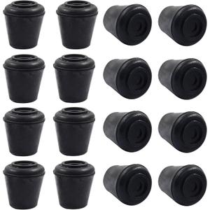 16pcs 1/2 Inch Round Chair Leg Tips Caps, Non-Slip Rubber Chair Leg Floor Protectors, Black Furniture Leg Caps Fit for 0.43"-0.47" (11mm-12mm) Diameter Round Feet