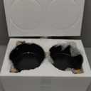 Elevated Ceramic Dog Bowl Set - Raised Dog Bowls with Non-Slip Bamboo Stand - Dog Food and Water Bowl Set - Double Dog Feeding Bowls - Suitable for Small and Medium Dogs - 28.74 OZ - 3.6 CUPS - 850 ML (Black)