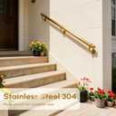 Stair Handrail Kit 4FT, Stainless Steel 304 Wall Mount Railing System, 1-11/16 Inch Pipe Secure Grab Hand Rail for Staircase Indoor House Decor Outdoor, Elegant Gold Finish- Golden