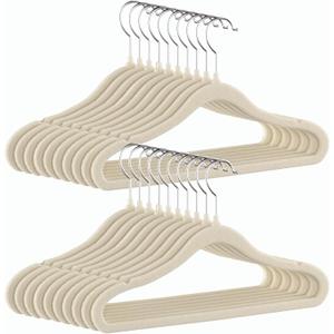 GoodtoU Kids Velvet Hangers Baby Hangers for Closet 20 Pack Non Slip Childrens Infant Hanger Beige (11.8 in - 20 pack)