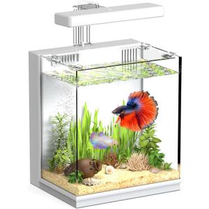 AQUASMITH Betta Fish Tank, 2 Gallon All-in-One Aquarium Kit with Filtration & LED Light, Self-Cleaning Aquarium for Beginners, Kids, Gifts for Men, Teen Boys