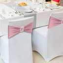Joccun 120 PCS Spandex Chair Sashes Bows Stretch Chair Cover Band with Buckle Slider Universal Elastic Chair Ties for Wedding Banquet Party Event Decoration (Dusty Pink)