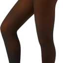Fleece Lined Tights Leggings Women Black,Fleece Lined Tights Thermal Warm or Winter Skintone Sheer (Large, Molten Cane)
