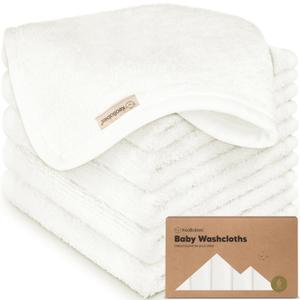 6-Pack Baby Washcloths Soft Absorbent Viscose from Bamboo Washcloths for Face, Body, Baby Towels for Newborn, Kids, Toddlers, Infant, Gentle on Sensitive Skin, 10x10 Reusable Face Towels (White)