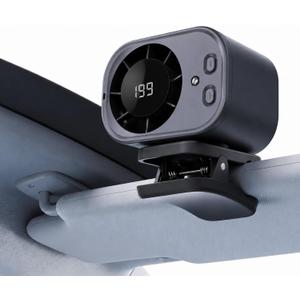 Clip On Air Conditioner for Car, 2026 Portable Car Air Conditioner 360° Rotation 199 Speeds Silent Mini Bladeless Fan with Led Lights Clip On Fan for Cars Work Camping (Black)
