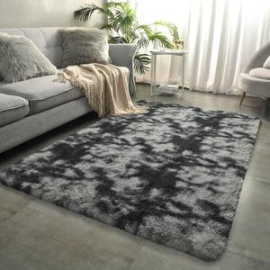 Merelax Soft Area Rugs for Livingroom Bedroom, Shaggy Plush Fuzzy Fluffy Carpet Furry Fur Rug, Modern Indoor Comfy Nursery Kids Dorm Home Decor Floor Mat, 3 x 5 ft, Tie-Dyed Black & Grey
