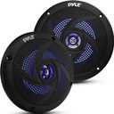 Pyle Marine Speakers - 5.25 Inch 2 Way Waterproof and Weather Resistant Outdoor Audio Stereo Sound System with LED Lights, 180 Watt Power and Low Profile Slim Style - 1 Pair - PLMRS53BL (Black)