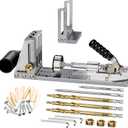 Pocket Hole Jig Kit, Professional Metal Pocket Screw Jig System with Detachable Vacuum Adapter, Sharp and Durable 3/8" Titanium Drill Bits (3-Pack, 2025 Upgraded), Fits 1/2" to 3-1/8" Thick Wood
