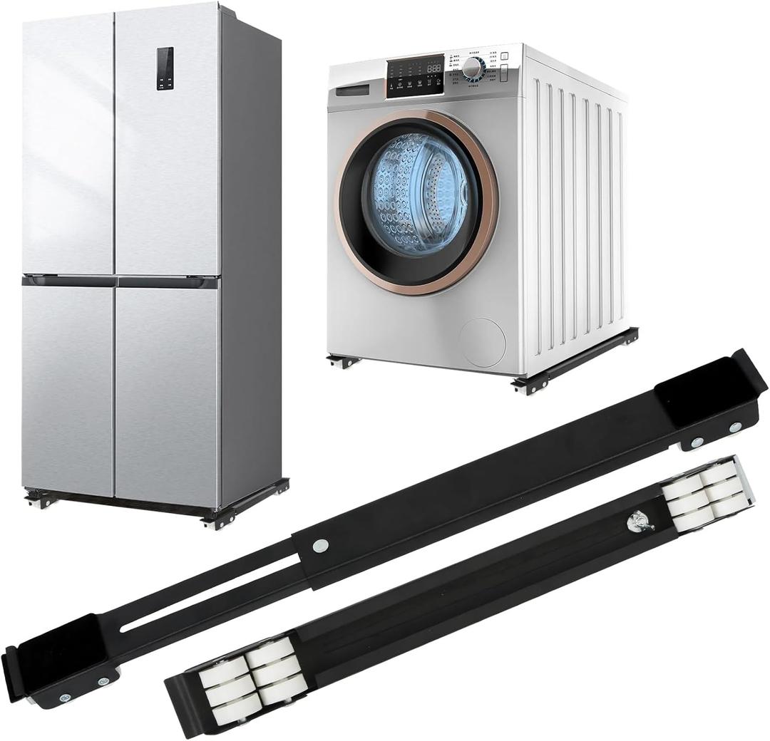 Extendable Appliance Rollers for Washer and Dryer,Mobile Washing Machine Base, Wheels for Appliances Sliders,Heavy Duty Appliance Dolly,Appliance Mover for Refrigerators,Washing Machines (Black)