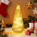Mercury Glass Christmas Tree with LED Lights,Upgraded Tabletop Christmas Tree Decorations with Timer,Widely Applicable to Party,Holiday Home and Mantel Decor (Silver)
