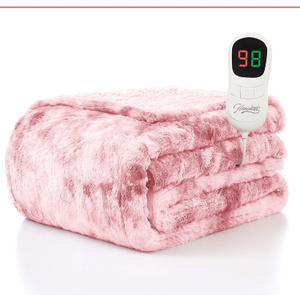 Homemate Electric Heated Blanket Full Size - 72"x84" Heating Blanket Full Size 1/2/4/6/8 Hours Auto-Off 10 Heat Level Over-Heat Protection Luxury Faux Fur Sherpa ETL Certification (24 - Tie-dyed Pink)