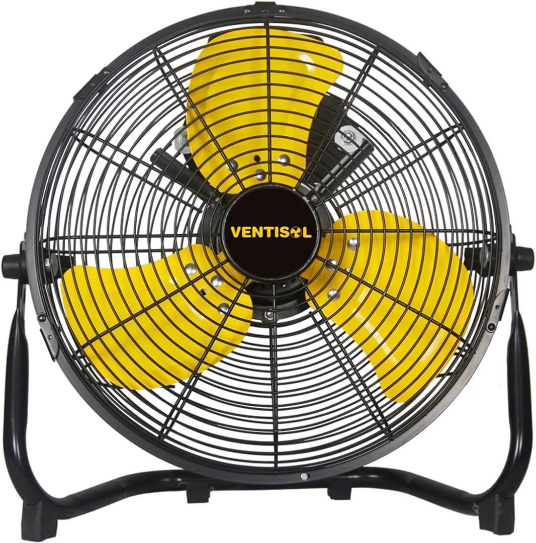 VENTISOL 12 Inch 1800 CFM High Velocity Heavy Duty Floor Fan with 3 Powerful Speeds,Portable Metal Fan,180Tilting Quiet Shop Fan for Commercial, Residential, Gym, Home Use- ETL Listed, Black
