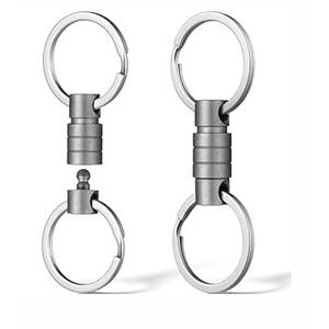 FEGVE Titanium Quick Release Keychain, Small Detachable Swivel Keychain Accessories with 4 Key Rings for Bag, Belt & Car(Antifall/Grey2pcs)