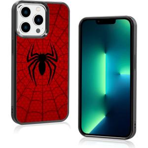Red Phone Case Spider Compatible with iPhone 13 Pro - Shockproof Protective Cute Cool Spider-Web Phone Case Compatible with iPhone 13 Pro 6.1 Inch Case for Man Girls Women Boy Black Red