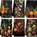 Breling Set of 6 Colorful Spices Kitchen Towel Set Microfiber Dish Towels Decorative Absorbent Hand Tea Towels for Kitchen Bathroom Home Cooking Baking Herb Coffee Bar Rustic Towel Gifts, 14 x 21 Inch (Multicolor)
