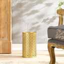 Metal Gold Garbage Can, Gold Trash Can for Office, Modern Metal Waste Basket for Bathroom, 7" W x 7" L x 12" H