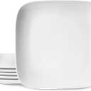 DOWAN 10.6" Square Dinner Plates Set of 6 - White Ceramic Plates for Dinner, Salad, Appetizer & Dessert, Microwave, Oven, Dishwasher Safe - Perfect for Party, Wedding, Birthday, Mother's Day Gifts