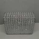 MDLUU Wedding Card Holder Box, Treasure Chest Wedding Money Box with Heart Shaped Lock, Crystal Bead Card Receiving Box for Wedding, Birthday, Graduation (Silver)
