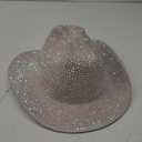 Fully Diamond Rhinestone Sequin Rave Cowboy Hat, Cowgirl Hat For Wedding Costume Cosplay Party (Disco Silver)