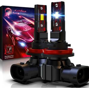 LIGHTENING DARK H11 Light Bulb, H8 H9 H11 Fog Bulbs 6500K Xenon White Extremely Bright Wireless Fanless (Pack of 2)
