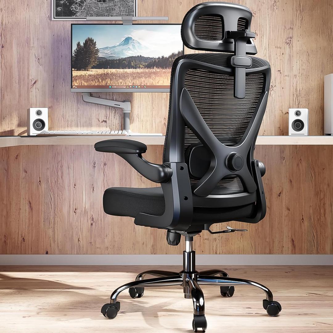 Ergonomic Office Chair: Mesh Desk Chair Comfy with Headrest& Lumbar Support, Pack of 1