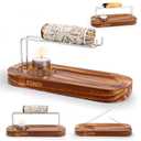 Handcrafted Palo Santo and Sage Holder, 4 in 1 Incense Sticks and Candle Holder for Burning Sage, Natural Wood Burner Holder, Ideal Spiritual Meditation Gift