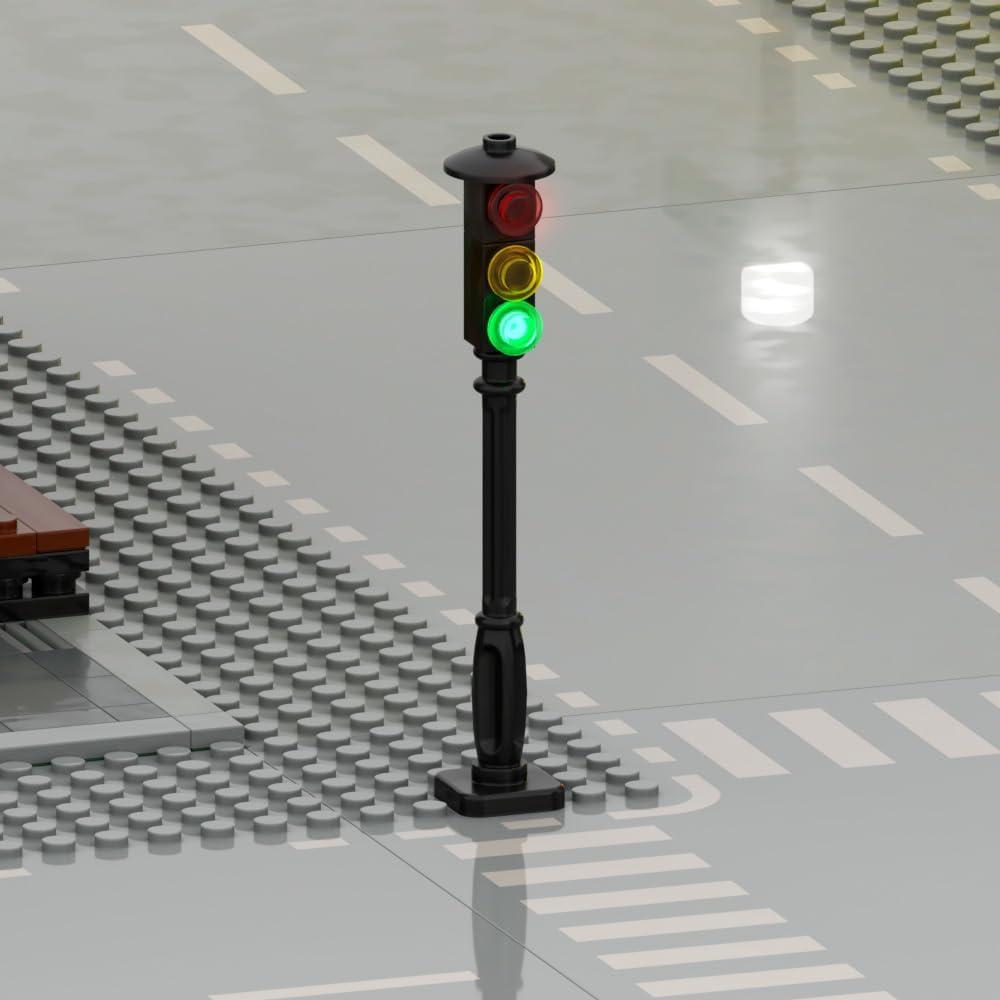 2PCS Building Blocks Traffic Signal Lights Easy Installation City Kit Realistic Blocks for Traffic Lights Gift Compatible with Lego