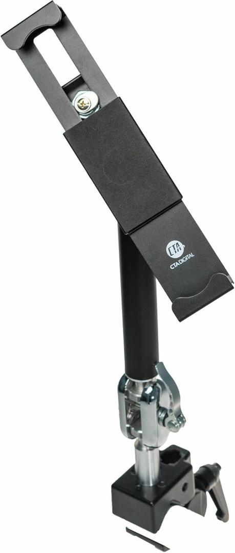 Tablet Pole Clamp CTA Heavy-Duty Security Pole Clamp For iPad 10th Gen 10.9" - iPad 7/8/9 Gen 10.2- iPad Air 4 - iPad Pro 12.9- Galaxy Tab - Surface Pro 7 - Zebra Tablets & More - Black (PAD-HPCS)