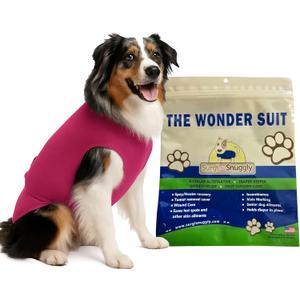 SurgiSnuggly Dog Surgery Recovery Suit for Female Or Male Dogs, Pet Onesie for Dogs After Surgery, E Collar Cone Alternative for All Dog Breeds,Spay Neuter Surgical Recovery Suit Pink Large Long