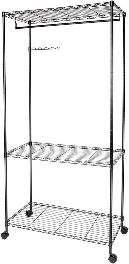 3-Tier Closet Organizer Metal Garment Rack Portable Clothes Hanger Home Shelf Durable Garment Racks, Industrial Style Clothes Rack, Coat Rack MITPATY, White 3-Tier Closet Organizer Metal Garment Rack Portable Clothes Hanger Home Shelf Durable Garment Racks, Industrial Style Clothes Rack, Coat Rack MITPATY, White
