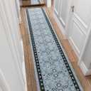 Ottomanson 2X10 Hallway Washable Runner Rug - Non-Slip Indoor Entryway Rug Mahal Kitchen Rug Runner Ultra-Thin Floor mat, 10ft Carpet for Bathroom, Bedroom, Living Room, 22.5" x 10'