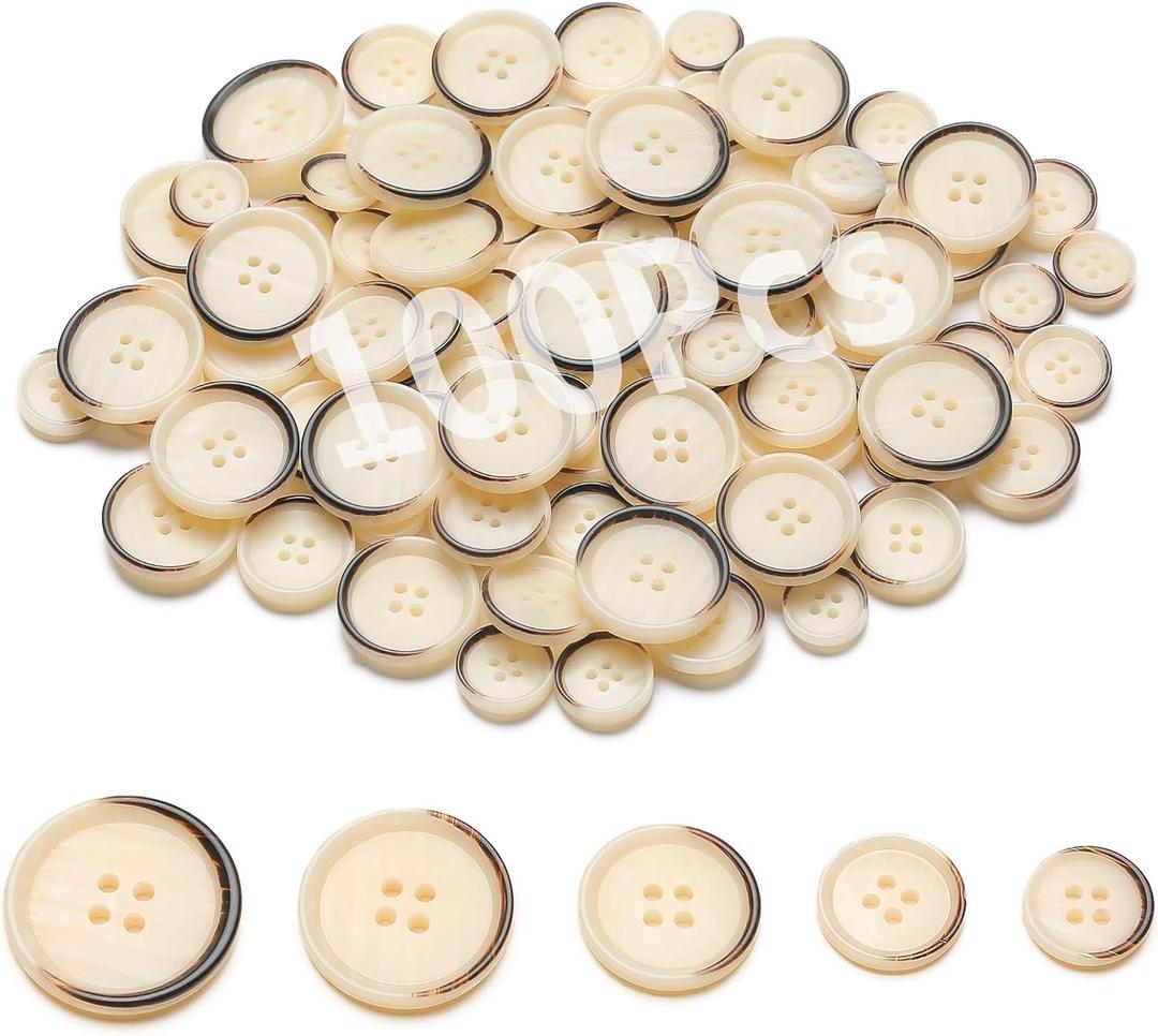 2 x Sewing Buttons - Craft Buttons, 5 Sizes of 100 Pcs Versatile Resin Buttons for Sewing, DIY Projects and Holiday Decoration (Crescent)