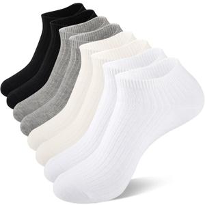 Heatuff 8 Pairs Ankle Socks for Women,Comfy Cotton Breathable Fabric for Womens,Thin Ankle Socks for Casual