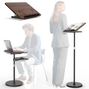 Lectern Podium Stand - Dual-Use Floor and Desktop Book Holder Stand, Height Adjustable Podium Lectern for Church, Weddings,Speech,Classroom-Black