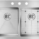 Elkay ECTSR33229TBG Crosstown 33" Undermount Double Basin Stainless Steel Kitchen Sink with Basin Rack - 3 Faucet Holes