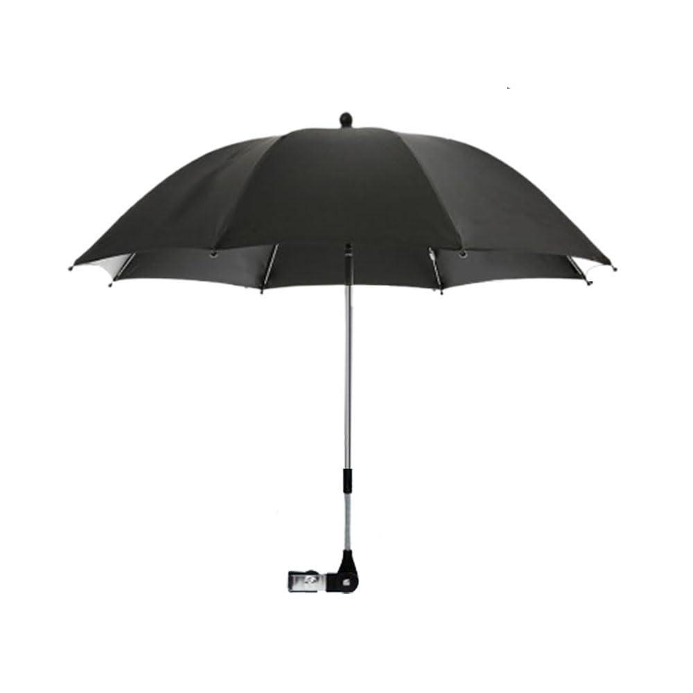 Convenient and Lightweight, Clip-On, Adjustable Steering, Universal, Umbrella Baby Stroller, Stroller Umbrella Attachment for Sun Protection(Black)