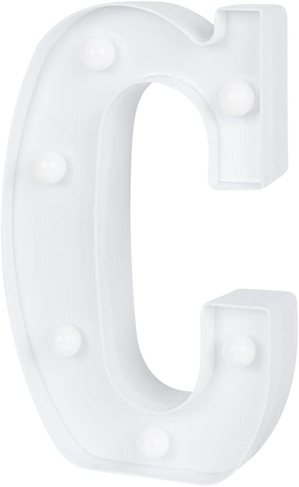 Restaurantware Illumify 5.2 x 1.2 x 8.7 Inch Light Up Letter 1 Durable Marquee LED Light - Letter C Touchproof White Plastic Party Light Keyhole Slot For Parties Weddings Or Special Events