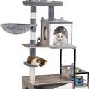 Snughome Cat Tree with Litter Box Enclosure, 3-in-1 Modern Cat Tower for Indoor Cats, 67.32 Hidden Cat Litter Box Furniture with Cat Condo, Food Station and Hammocks, All-in-one Cat Furniture (Light Gray)