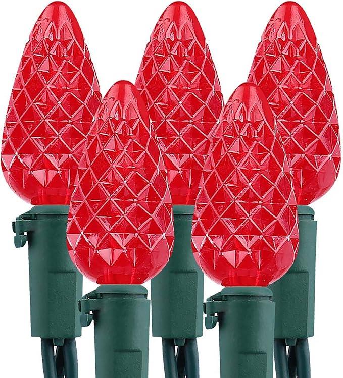 C5 LED Red Christmas Lights, 100 LED 33ft Christmas tree Lights, 120V UL Certified Christmas Lights Set Connectable for Xmas Patio Party Roof Holiday Indoor Outdoor Decoration, Red