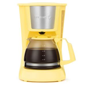Holstein Housewares 5 Cup Drip Coffee Maker  Compact and User-Friendly with Auto Pause & Serve, Reusable Filter, Measuring Spoon & Glass Carafe, Office & Dorm Use, Yellow